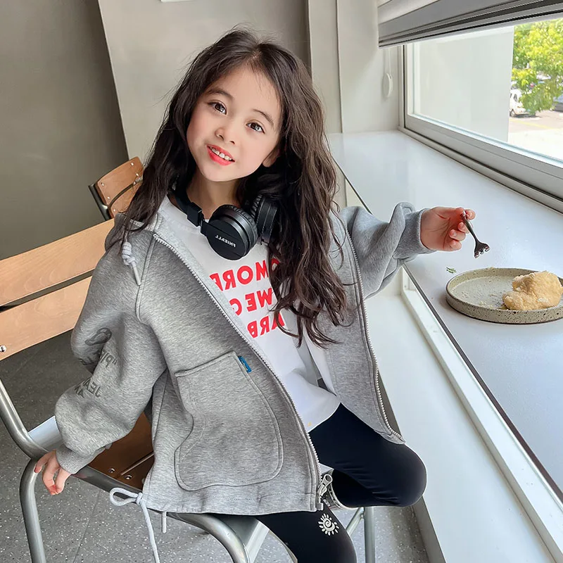 Jackets for Girls hoodie  Autumn 3D Ears Hooded Coats Kids Zipper Sports Outerwear Children Clothes sweatshirt kids clothes girl