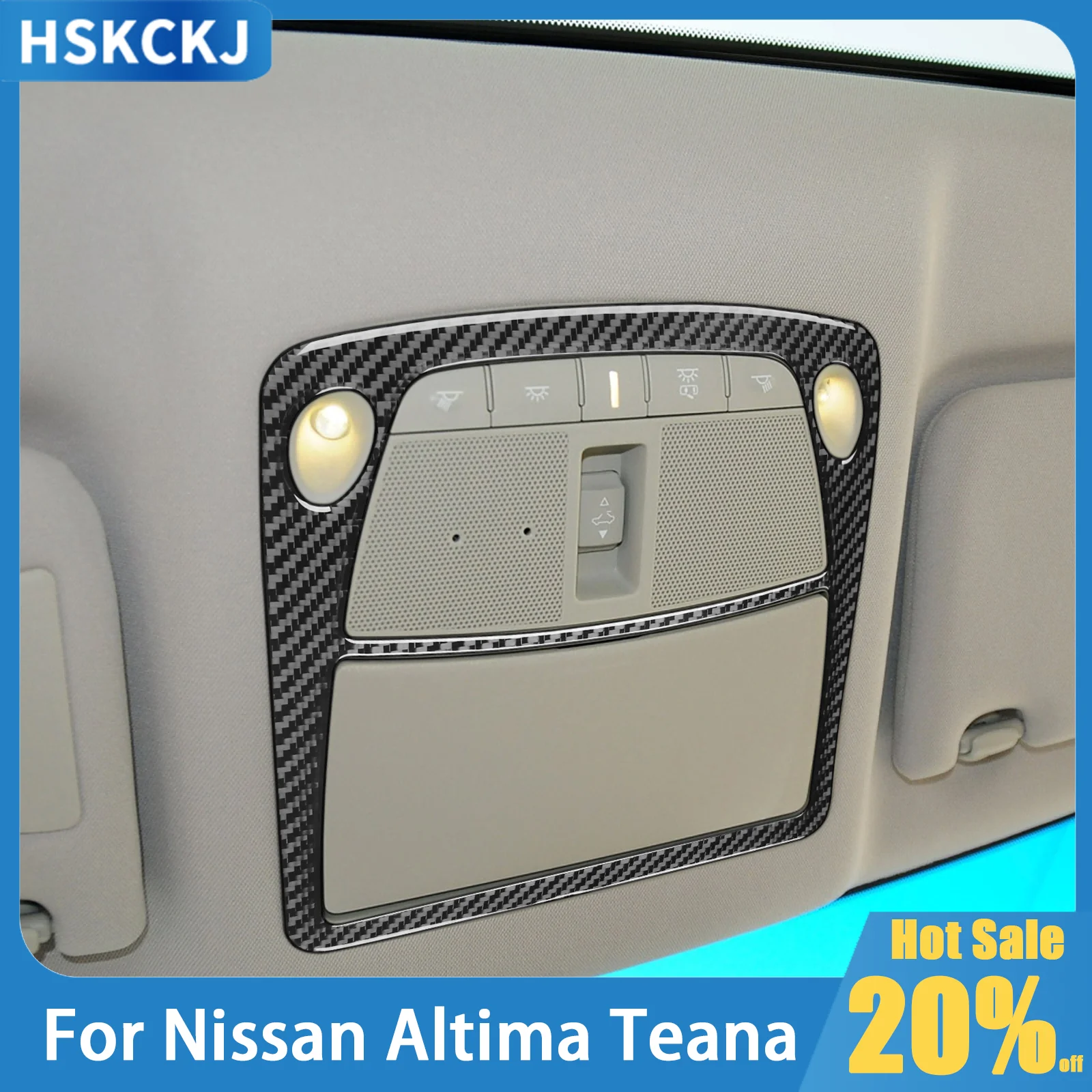 

For Nissan Altima 2013—2018 Carbon Fiber Inner Roof Reading Lifht Frame Car Accessories Interior Cover Trim Sticker Modification