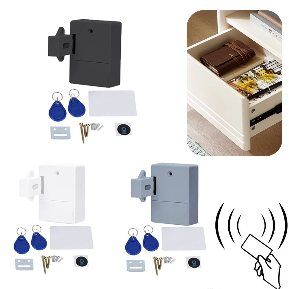 RFID Electronic Cabinet Lock Electronic Lock with 2 Key RFID Lock Hidden DIY RFID Lock for Wooden Drawer Locker Cupboard