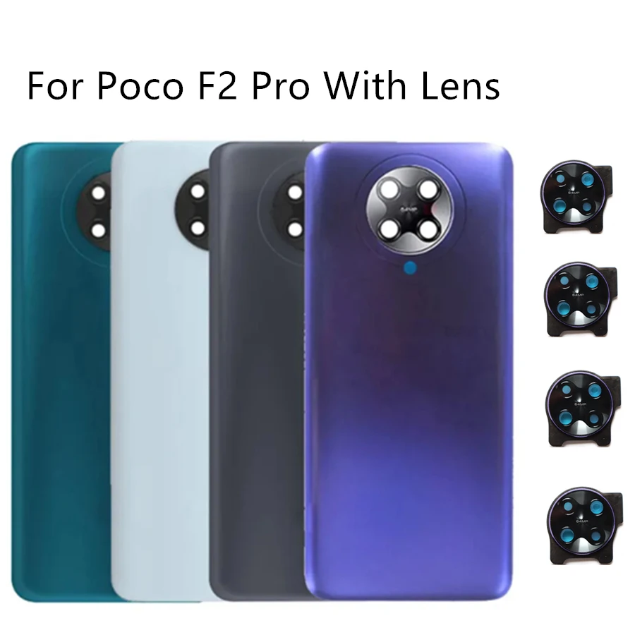 Battery Back Glass Cover For Xiaomi POCO F2 Pro Battery Cover  Back Glass Panel Rear Housing Door Case Replacement With Lens