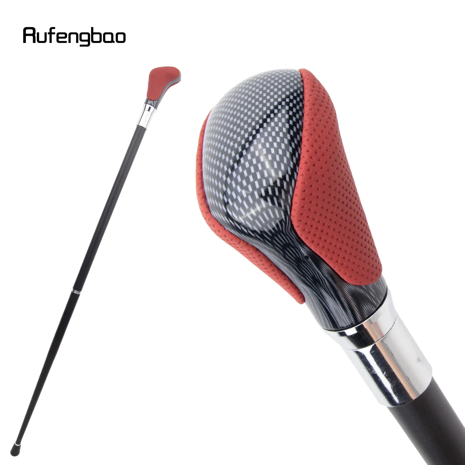 

Red Black Leather White Walking Cane Fashion Steampunk & Everyday Gentleman Cosplay Cane Crosier 94cm Performance Stage Cane