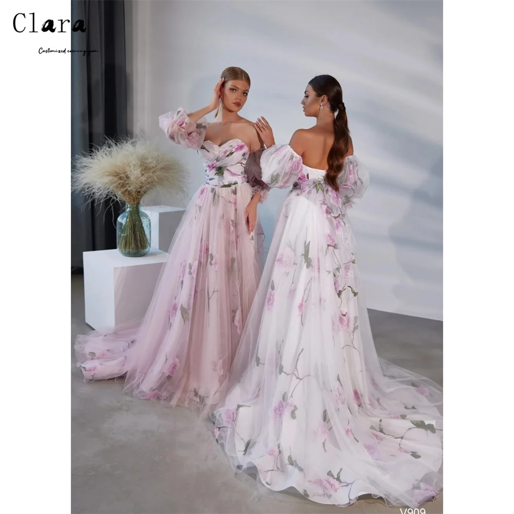 

Clara Custom Flower Lace Off-shoulder Backless Evening Dresses for Luxury Party Women's Evening Dress for Weddings Elegant Gown