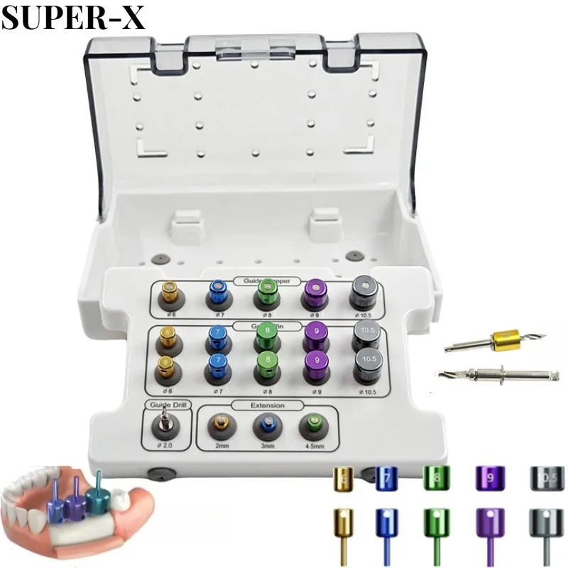 19PCS/set Dental Implant Guide Drill Positioning Kit Dental Titanium Implant Surgical Guide Plate Implant Positioning Device