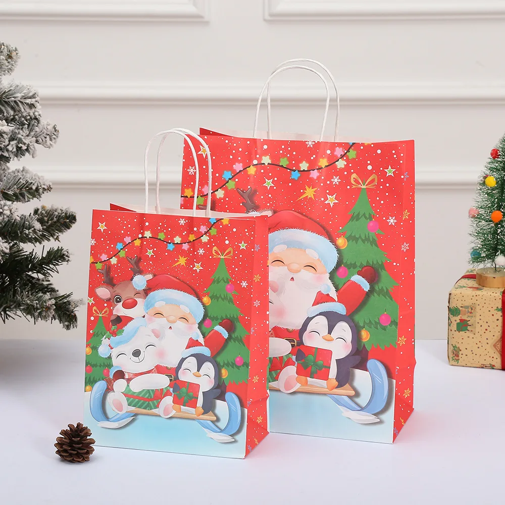 Merry Christmas Gift Bag Santa Claus Elk Snowflake Xmas Tree Paper Bags for Kids Candy Gift Christmas Decoration 2023