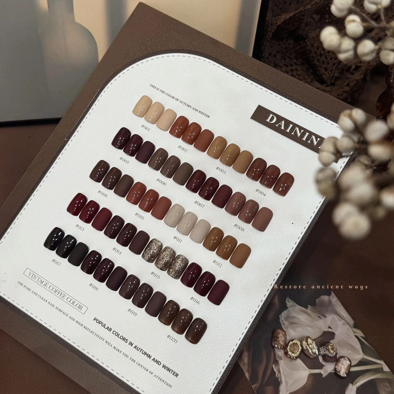 

20Pcs 15ml Retro Coffee Color Gel Nail Polish Brown Red Semi Permanent UV/LED Gel Autumn Winter Soak Off Nail Art Gel Varnishes