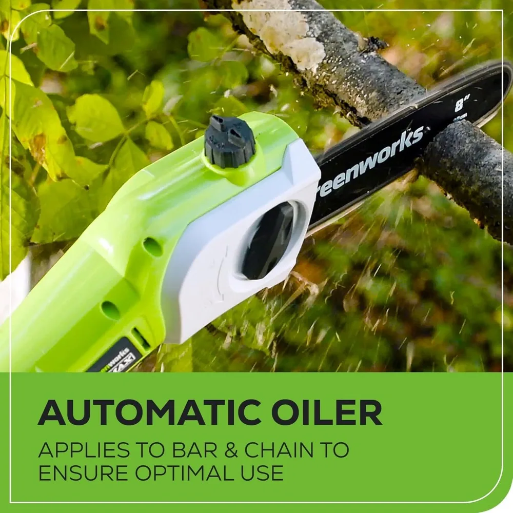 Комплект пилы Greenworks, 40-вольтовая, 8-дюймовая, триммер для живой изгороди, с аккумулятором емкостью 2,0 Ач (1-е поколение)