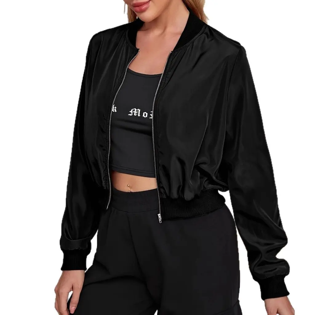 

New Women's Short Bomber Jacket Casual Zipper Jacket European American Style Niche Fashion Upperwear