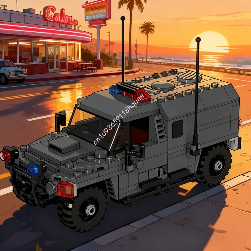 

336pcs MOC Armored Police Vehicle Carsed Model Building Blocks Assemble Creative Christmas Gift Education Brick Toy Birthday