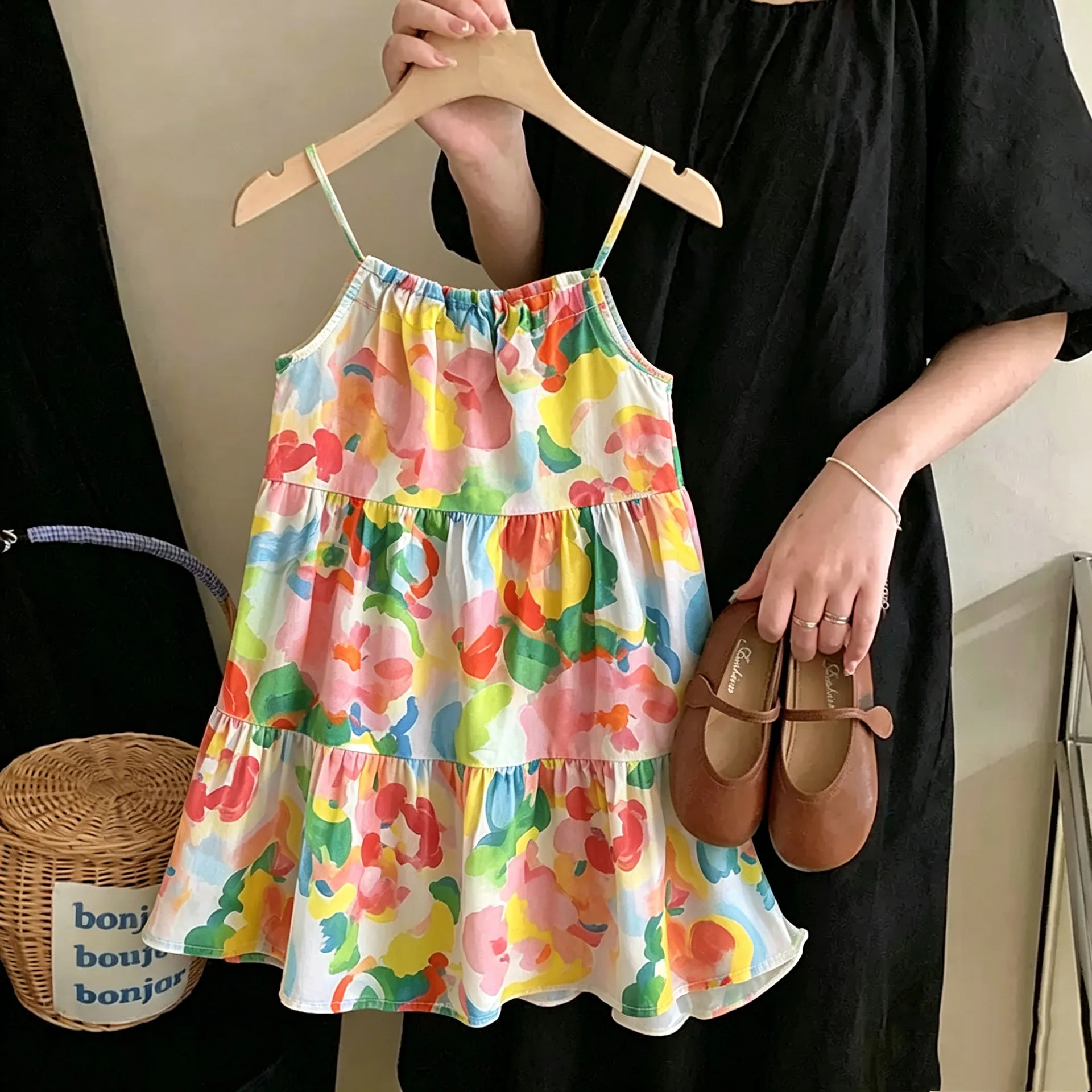 Summer New Girls Dress Vacation Style Beach Resort Dress Girl Strapless Bestseller Kids Clothes