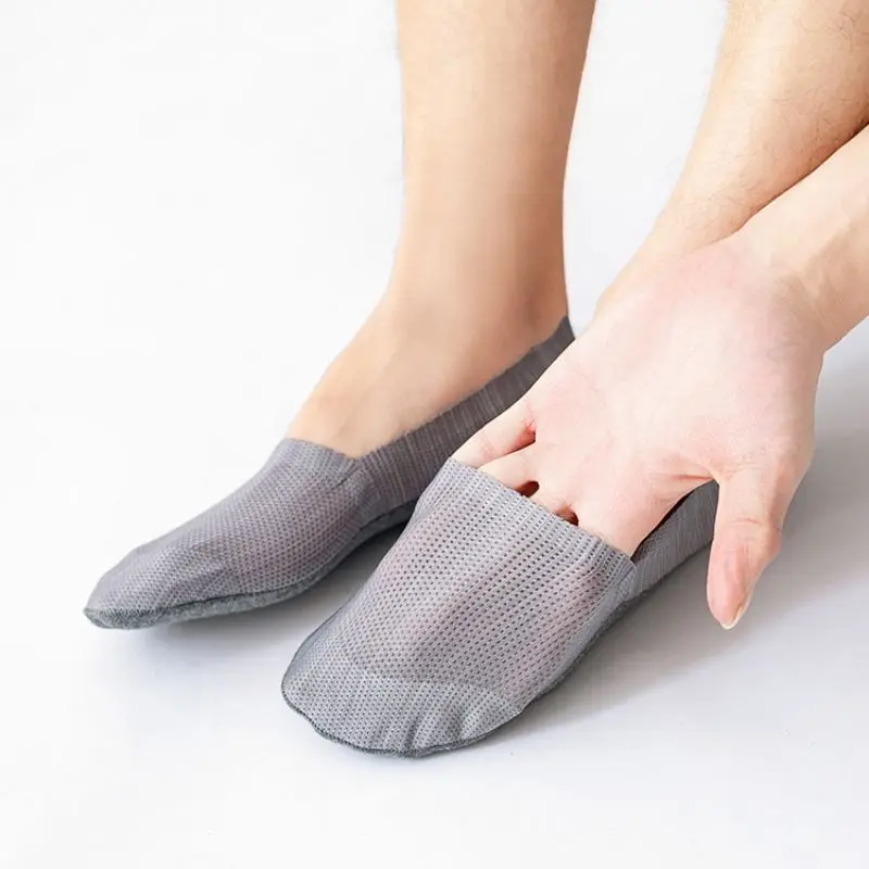 Herren socken unsichtbare rutsch feste Sommer dünne Doppels chicht Schiffs socken niedrige Lauf muster Baumwoll sohle Mesh atmungsaktive Strümpfe