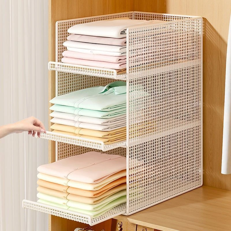 Wardrobe Storage Shelf Drawer Type Clothes Organizer Layered Partition Storage Box for Bedroom Dorm Closet Storage Drawers