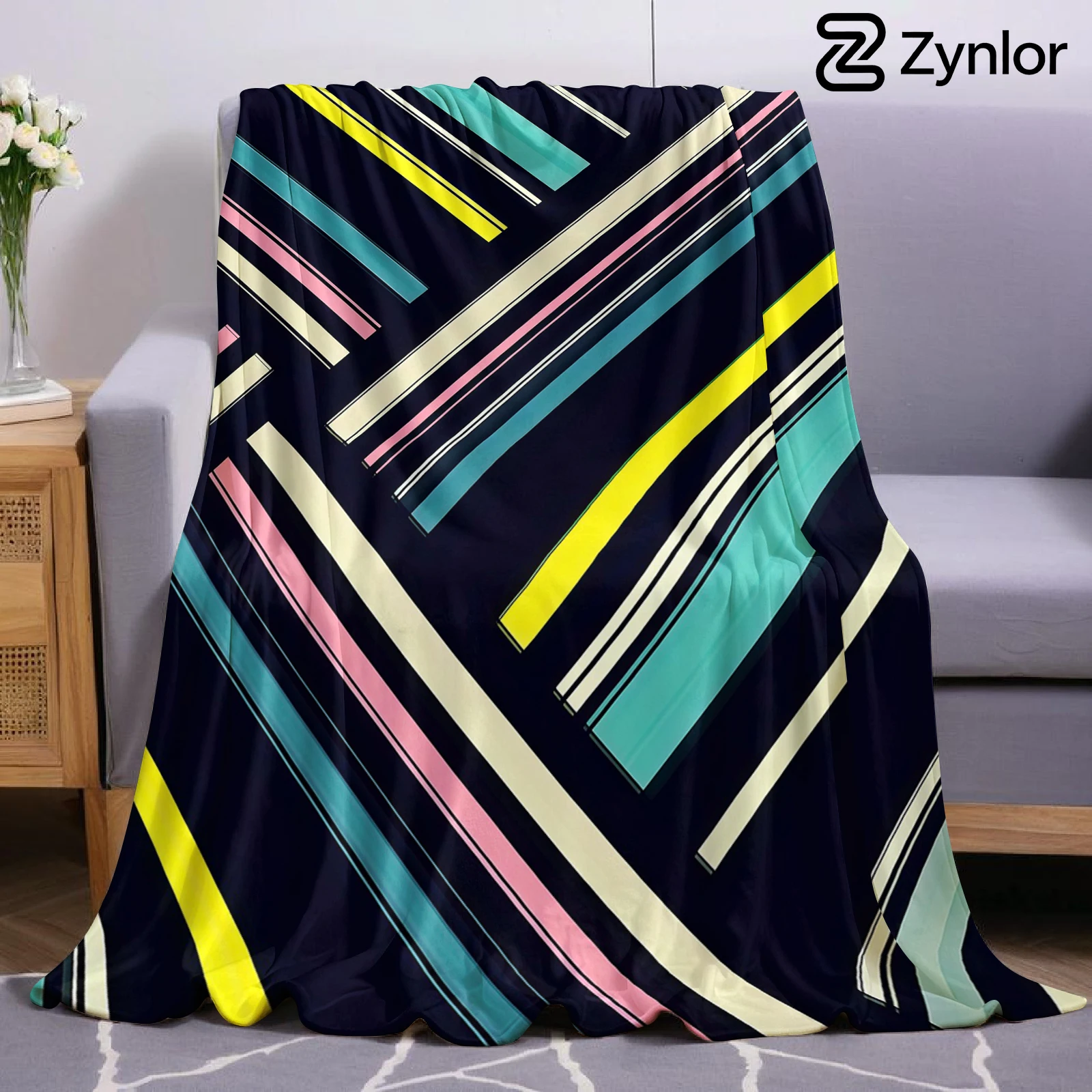 Dark Color Diagonal Line Ultra Soft Sherpa Fleece Blanket Fluffy Warm Halloween Cozy Throw for Sofa Couch Bedroom All season