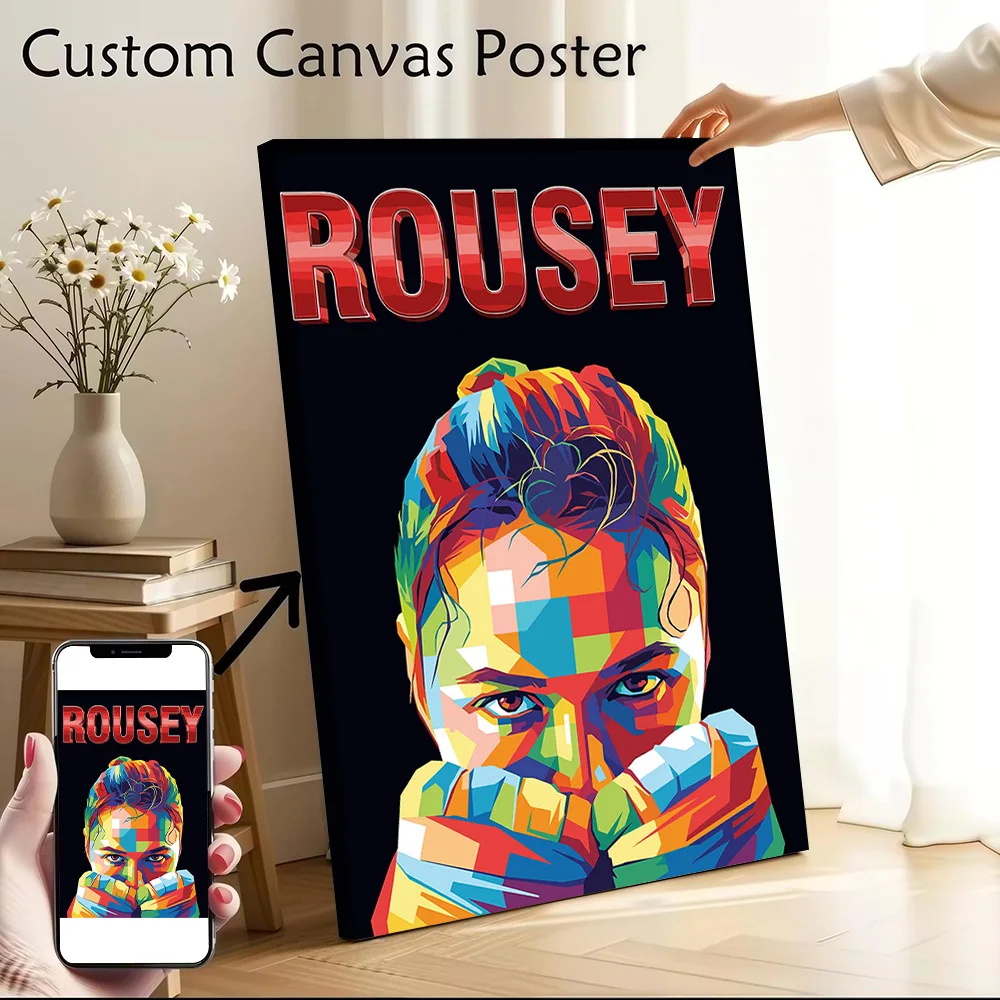 Rousey : Portrait Pop Art de Ronda Rousey, Affiche sur toile imprimée, Tableaux muraux personnalisés de haute qualité pour la décoration intérieure
