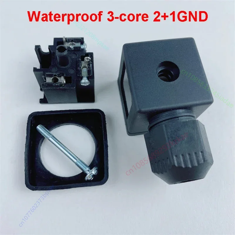 43650A Hydraulic Solenoid Pulse Valve Coil Junction Box Plug Waterproof 3-core 4-core LED with Light DC AC