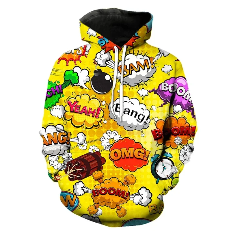 Cartoon Explosion Graphic Sweatshirts Fashion Casual Hoodies for Men Clothes Manga Kids Tracksuit Funny Y2k Pullovers Hoody Tops