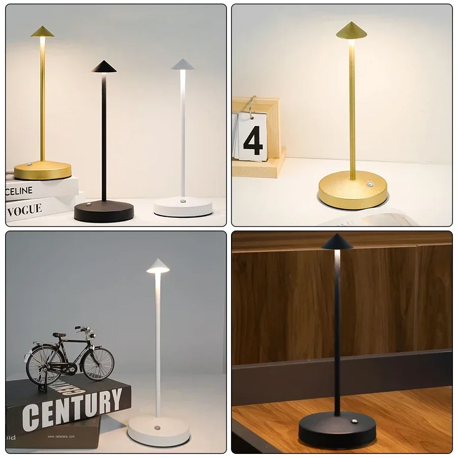 LED Table Lamp Rechargeable Touch Sensor Cordless Desk Lamp 3 Colors Bedside Creative Ambient Light Bar Room Decor Night Light image 6