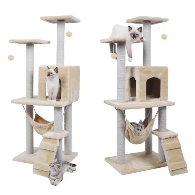 Wholesale customize natural  sisal rope wrapped cat tree for cat scratching cat climbing tree