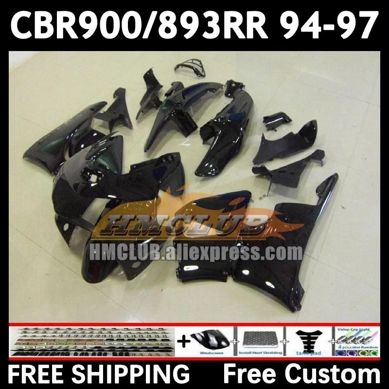 Fairing Kit For HONDA CBR900 CBR893 gloss black RR CBR 900 893RR CBR900RR 72No.4 CBR893RR 94 95 96 97 1994 1995 1996 1997 Body