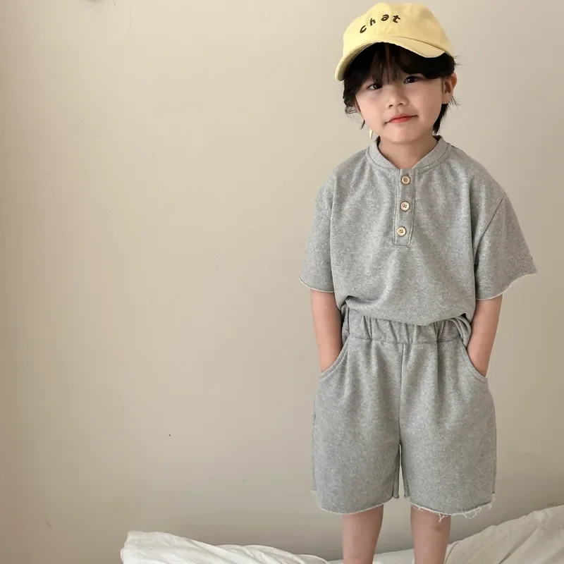 男の子と女の子のための綿のレースの衣装,だぶだぶのスポーツTシャツ,半袖のショートパンツ,男の子と女の子のための,兄弟と姉妹,夏服,2個