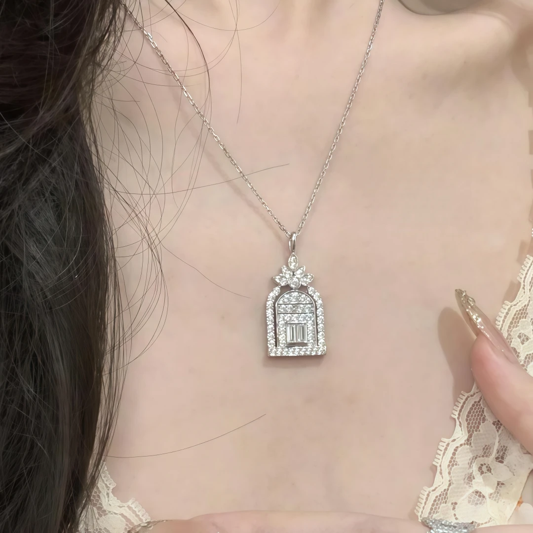 

Veeie Veein бренд MST стерлингового серебра 925 пробы кулон для женщин счастье ворота замок ожерелье циркон драгоценные камни кулон ювелирные изделия