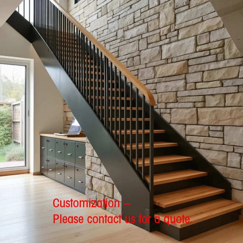 custom.Custom Modern Design Prefabricated Wooden Metal Stairs Straight or Curved Apartment Hotel
