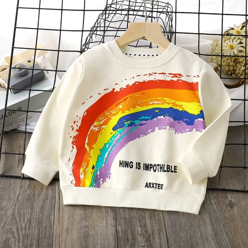 Children's Hoodie Autumn Edition Pure Cotton Boys and Girls Long Sleeved T-shirt Single Top Baby Pullover Kids Clothes class A