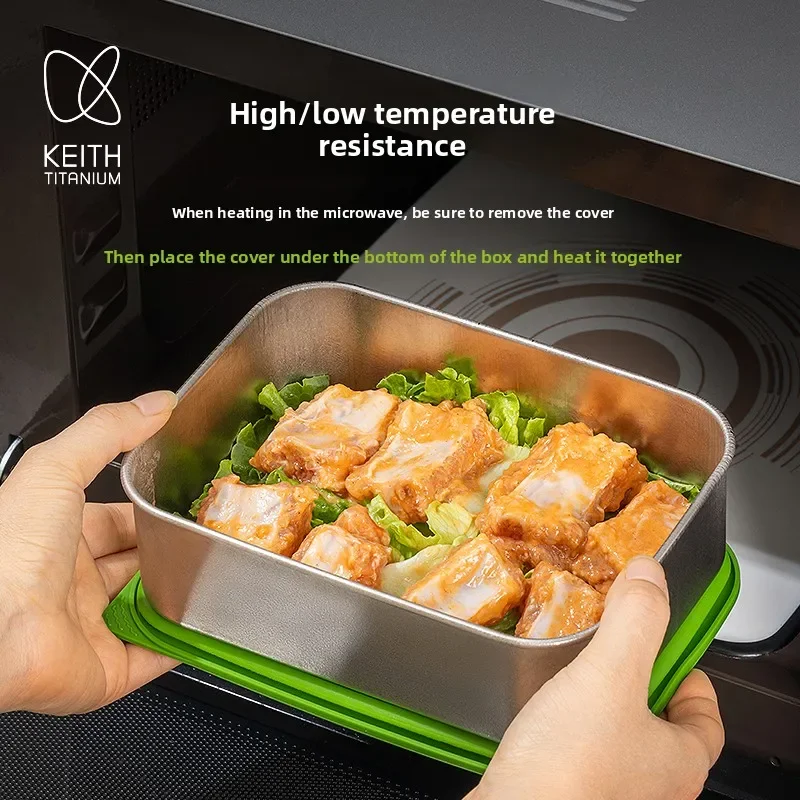 KEITH Pure Titanium Lunch Box 800ml Leakproof Microwave Safe Storage Box for Office Camping Picnic