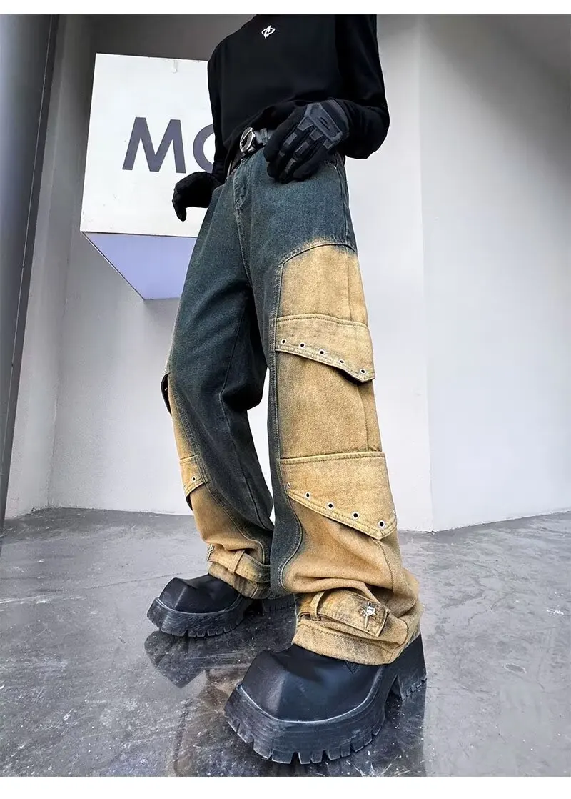 2024 Pantalones y2k Streetwear Vintage blau baggy neue Jeans Cargo hose für Männer Kleidung gerade weites Bein Hip Hop Jeans hose – Detail 9