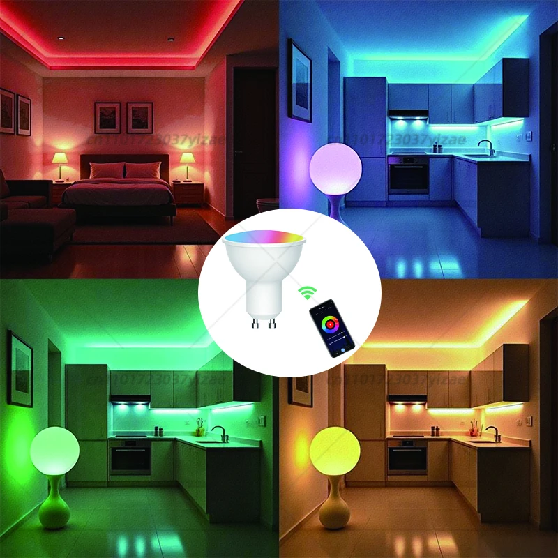 【TUYA】GU10 Spotlights 1/2/4-Pack, Smart WiFi RGB Light for Home Decor, Adjustable Color Temperature, High CRI 90+​