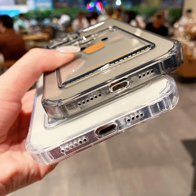 Card Slot Clear Case For iPhone 15 Case iPhone 17 Air 16e 16 Pro Max 11 12 13 14 15 XR XS Max Soft Silicone Pocket Wallet Cover