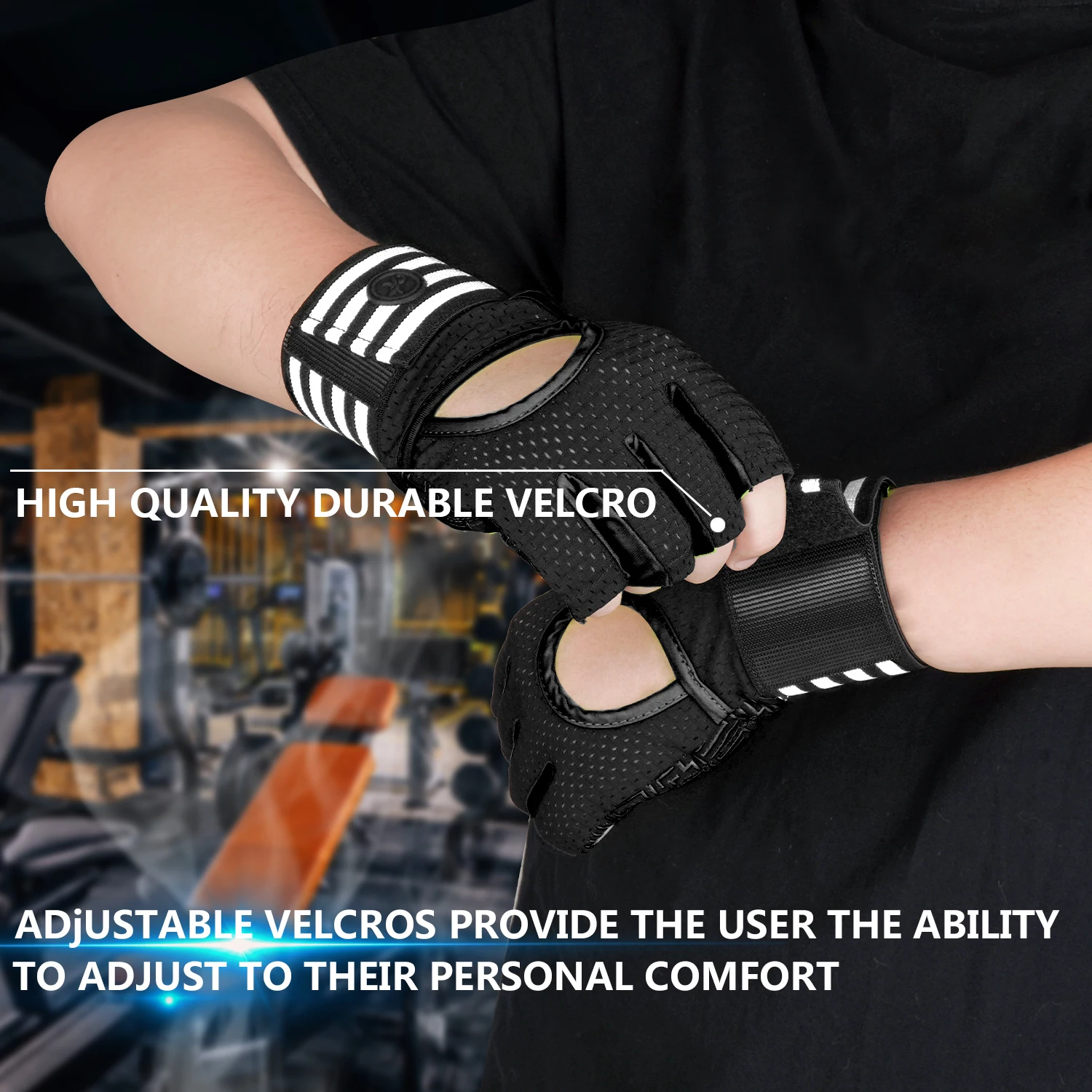 MOREOK Workout Gloves Pull-ups Palm Silicone Anti-slip Weight Lifting Power Training Wrist Guard Ventilated Gym Fitness Gloves