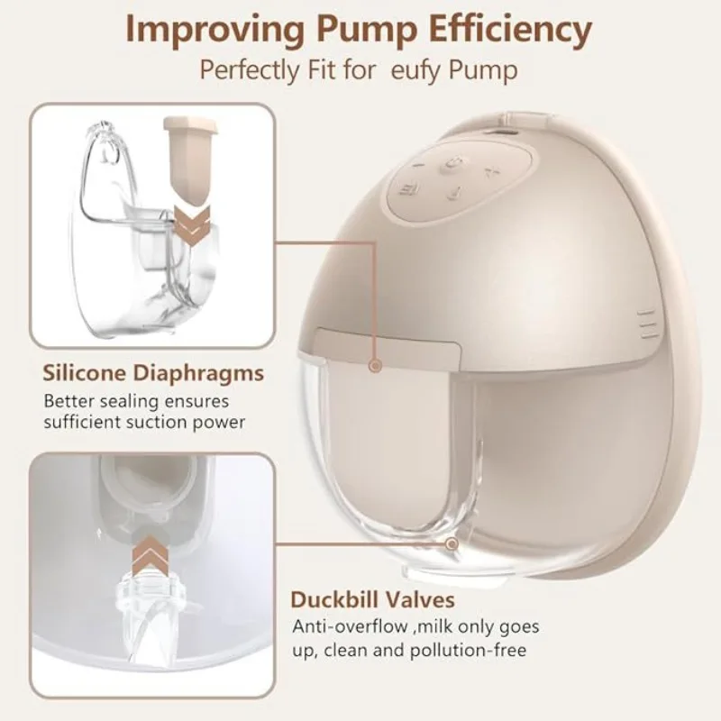 10pcs Breast Pump Parts, Duckbill Valves and Silicone Diaphragm Compatible with eufy S1 Pro/S1/E10/E20 Wearable Breast Pump