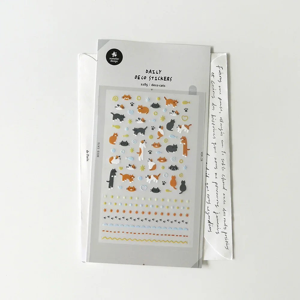 Korean Import Brand Suatelier Mini Cats Deco PVC Sticker Scrapbooking Diy Journaling Diary Nail Stickers Stationery Sticker 1185