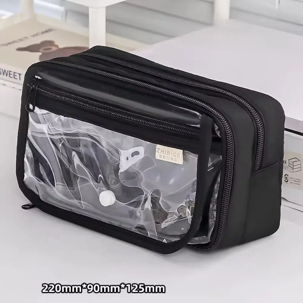 Multi-layer Transparent Pencil case Large Capacity Waterproof Transparent Pen Bag Macaron Cute Stationery Box Students
