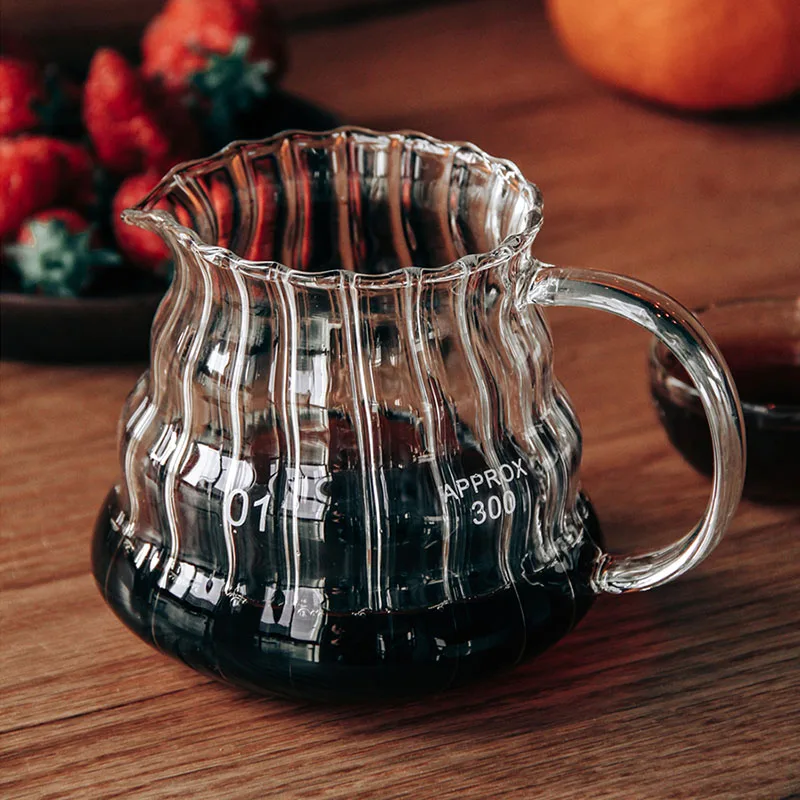 300ml Coffee Carafe Coffee Clear Glass Kettle Sharing Pot with Lids Pour Over Coffee Espresso Maker Accessories 