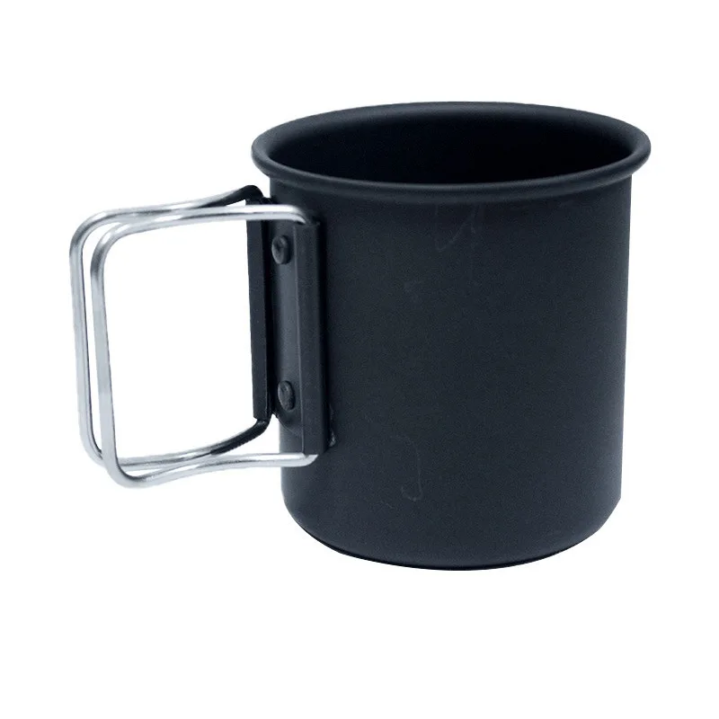 Caneca de acampamento de alumínio ultraleve 350ml com alça dobrável copo durável sem ferrugem para caminhadas ao ar livre, viagens e café