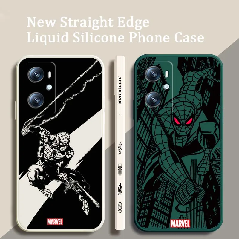 Marvel Spider-Man Popular For OPPO Find X5 A11 A16K A53 A98 A3 A57 A72 A73 A96 A74 A9 A5 5G Liquid Left Rope Phone Case