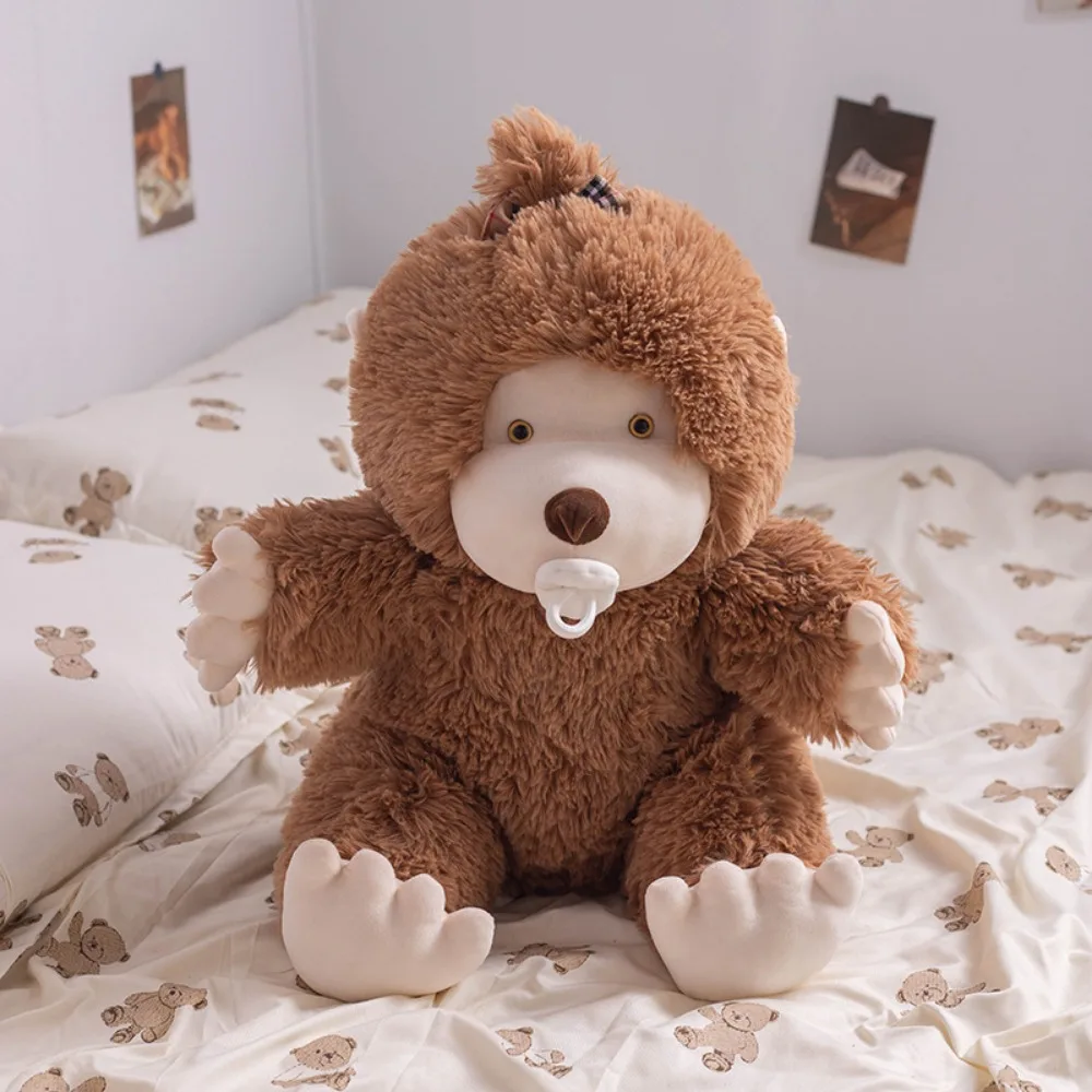 

Plushie Toy Fluffy Pacifier Monkey Plush Toy Soft Stuffed Monkey Stuffed Doll Kawaii Cute Animal Monkey Doll Room Decoration