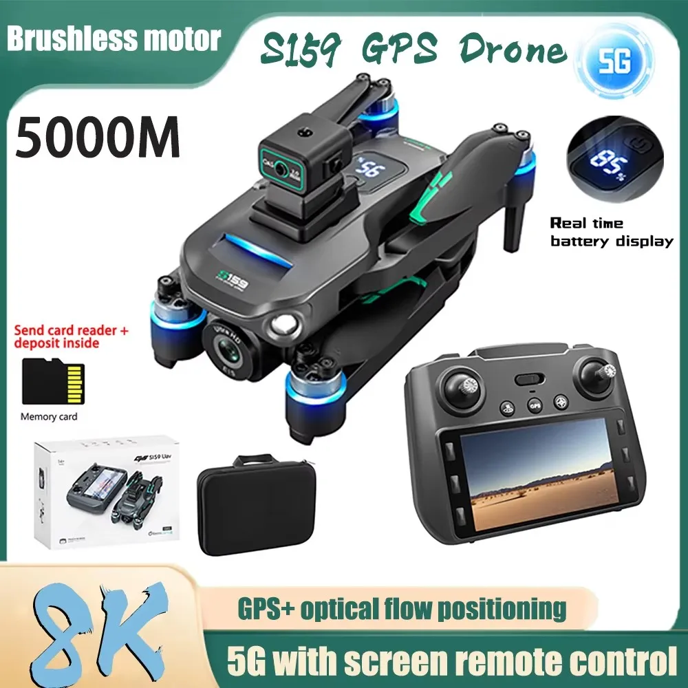 2024 New S159 Drone Professional 8k Camera Aerial Photography with Screen Remote Control Four-Axis 5G WIFI GPS FPV Dron RC 5KM