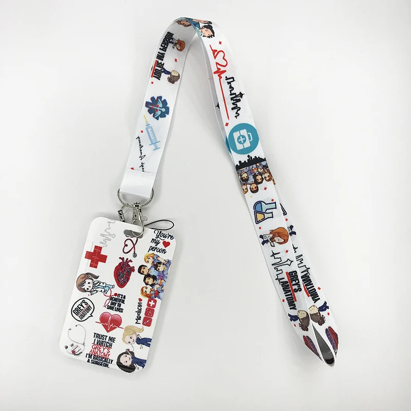 New Grey\'s Anatomy Doctor Nurse Credential Holder Neck Strap Lanyards Keychain Holder ID Card Pass Hang Rope Lariat Lanyard