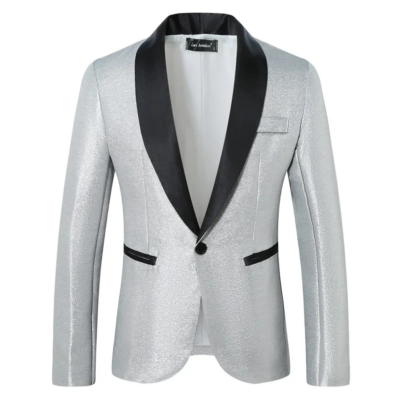 Setelan Sosial Bisnis Mewah Pria Fashion Jaket Kancing Tunggal Longgar Gaun Pesta Pernikahan Homme Baru Mantel Blazer Sambungan Sederhana