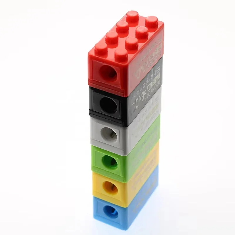 Cartoon Building Blocks Pencil Sharpener 5/50Pcs Random Kids School Office Stationery Gift