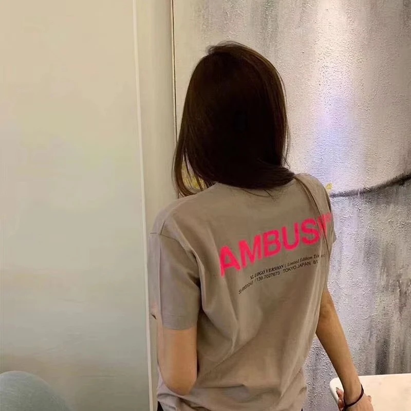 

AMBUSH T-SHIRT Back Letter Printing Short Sleeve Basic Loose Men's and Women's Same T-Shirt Casual Street Wear Cotton T-Shirt