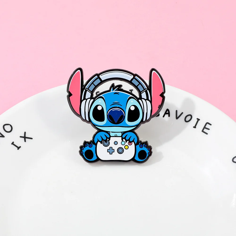 ديزني الكرتون غرزة لطيف المينا بروش التلبيب دبوس الملابس على ظهره شارة اكسسوارات مجوهرات هدايا