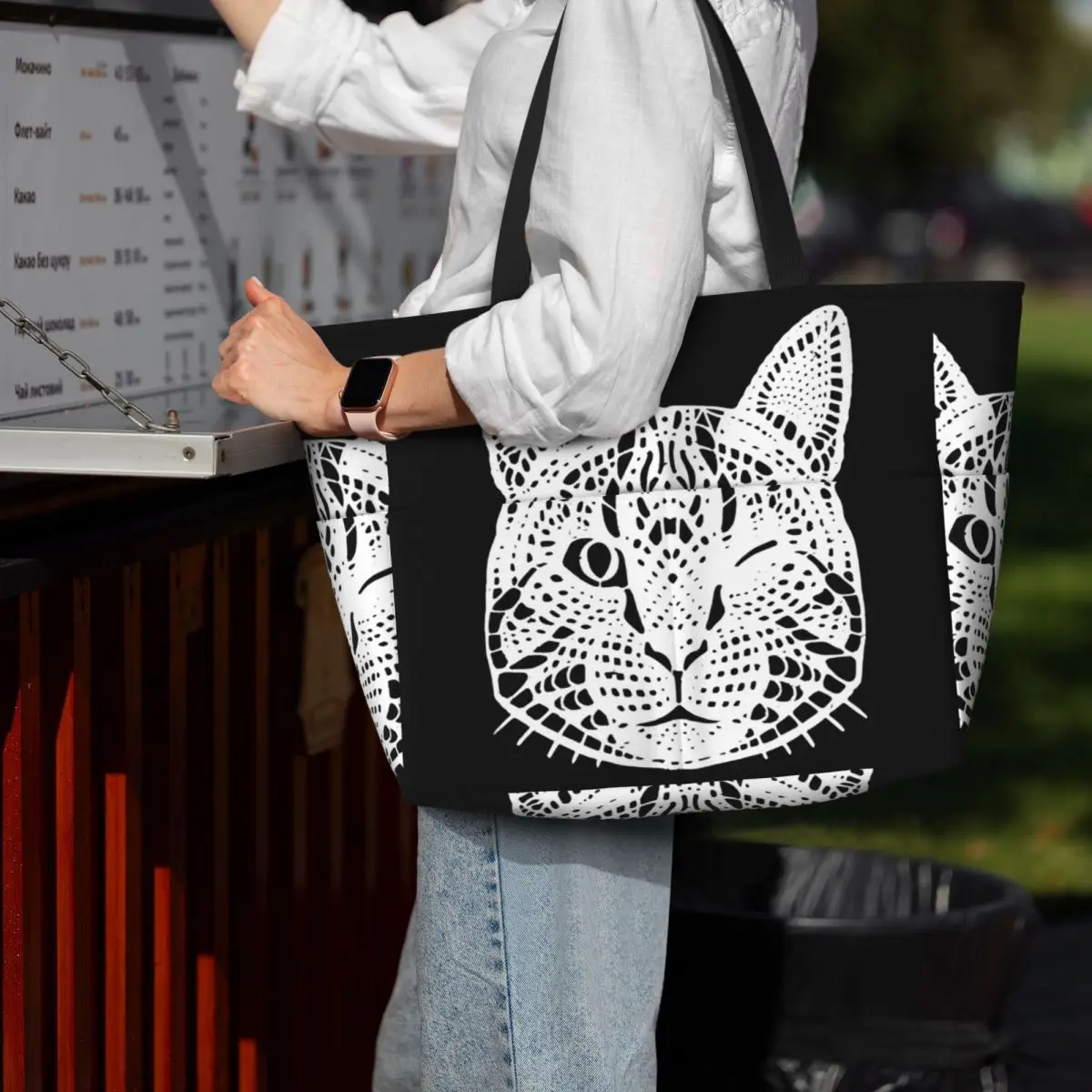 

Baby Lasagna Cat Beach Tote Bag Sport Gym Yoga Duffle Large Tote Bag Women Travel Bag Fitness bag