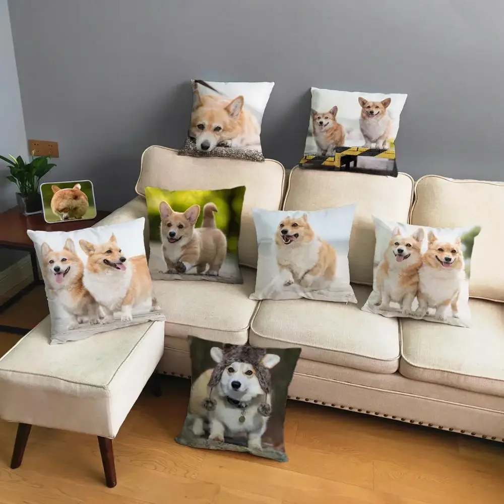 

Cute Welsh Corgi Pembroke Dog Cushion Cover Pillow Case Home Decor Animal Sofa Car