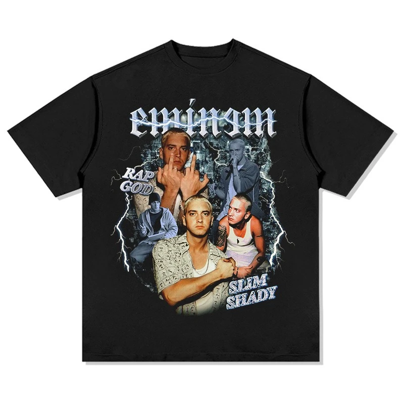 

Новая хлопковая футболка Eminem Rap Artist с принтом 100_ для мужчин, уличная футболка в стиле ретро в стиле хип-хоп с короткими рукавами
