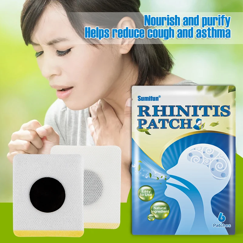 12pcs Sumifun Rhinitis Treatment Patch Cold Fever Stuffy Nasal Congestion Lungs Anti-cough Sore Throat Soothing Medical Plaster