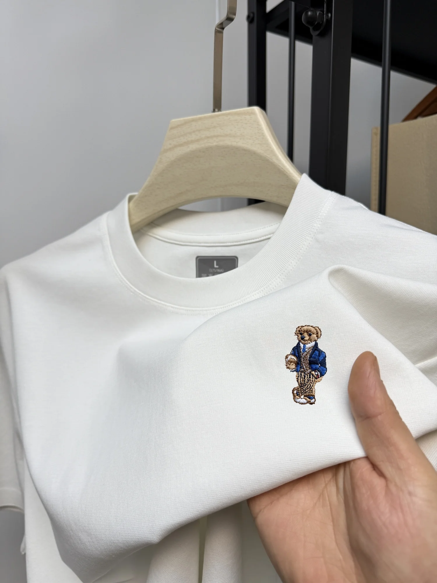 2026 New high-end brand men's printed T-shirt summer fashion masterpiece Teddy bear  cotton Korean-style casual top  plus size