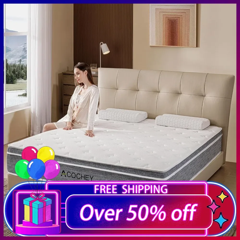 

12 Inch Mattress Memory Foam and Spring Hybrid Mattresses,Medium Firm Feel Mattress in a Box,Adaptive Support Breathable Cooling